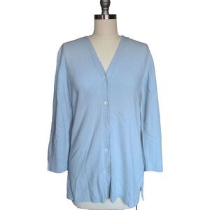 Brora 100% Cashmere Womens Blue Cardigan Sweater‎ Small | Soft Luxury Knit